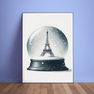 Eiffel Torn Snö Globe Poster