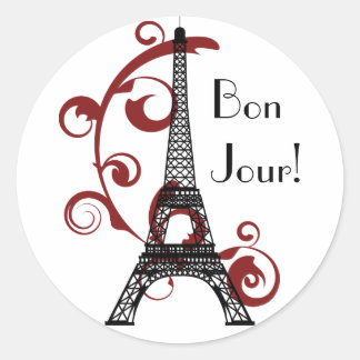 Eiffel Torn Sticker Runt Klistermärke