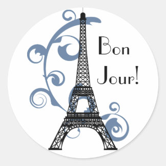 Eiffel Torn Sticker Runt Klistermärke