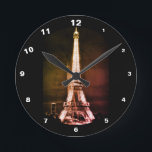 Eiffel Torn - Surreal Art, Paris, Frankrike Rund Klocka<br><div class="desc">KLOCKOR: Eiffel Torn surrealistisk vintage med förändrad andra dimension av torn. Unik bild av berömdens landmärke från den romantiska staden kärlek - Paris. Boutique La Pari,  Frankrike - Insamlingsbar konst (privat personlig insamling). Vintagens nattfotografi/konsthantserie. Originalfotografi/Art/design efter work4dröm.</div>