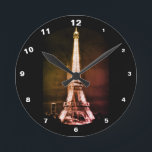 Eiffel Torn - Surreal Art, Paris, Frankrike Rund Klocka<br><div class="desc">KLOCKOR: Eiffel Torn surrealistisk vintage med förändrad andra dimension av torn. Unik bild av berömdens landmärke från den romantiska staden kärlek - Paris. Boutique La Pari,  Frankrike - Insamlingsbar konst (privat personlig insamling). Vintagens nattfotografi/konsthantserie. Originalfotografi/Art/design efter work4dröm.</div>