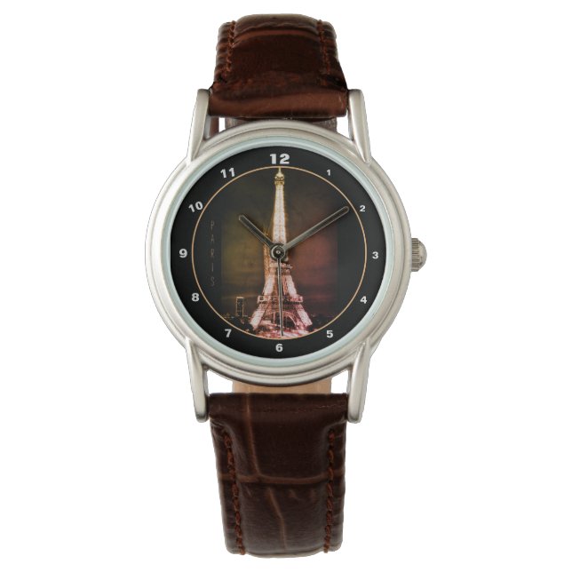 Eiffel Torn & Surreal Paris Art/kärlek Frankrike B Armbandsur (Framsida)