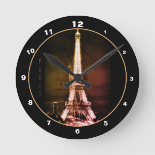 Eiffel Torn & Surreal Paris Art /kärlek Frankrike Rund Klocka