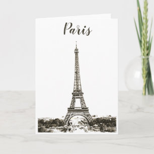 Eiffel torn svartvitt kort