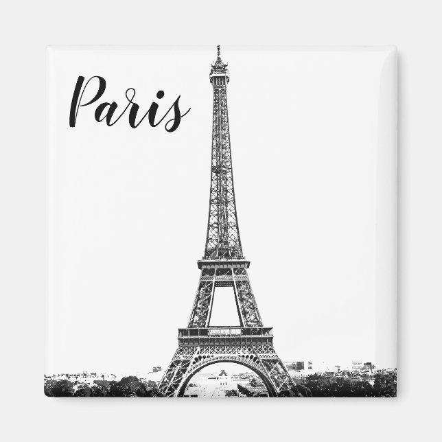 Eiffel torn svartvitt magnet (Framsidan)