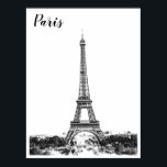 Eiffel torn svartvitt poster<br><div class="desc">Eiffel torn i Paris,  svartvit</div>