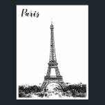 Eiffel torn svartvitt poster<br><div class="desc">Eiffel torn i Paris,  svartvit</div>