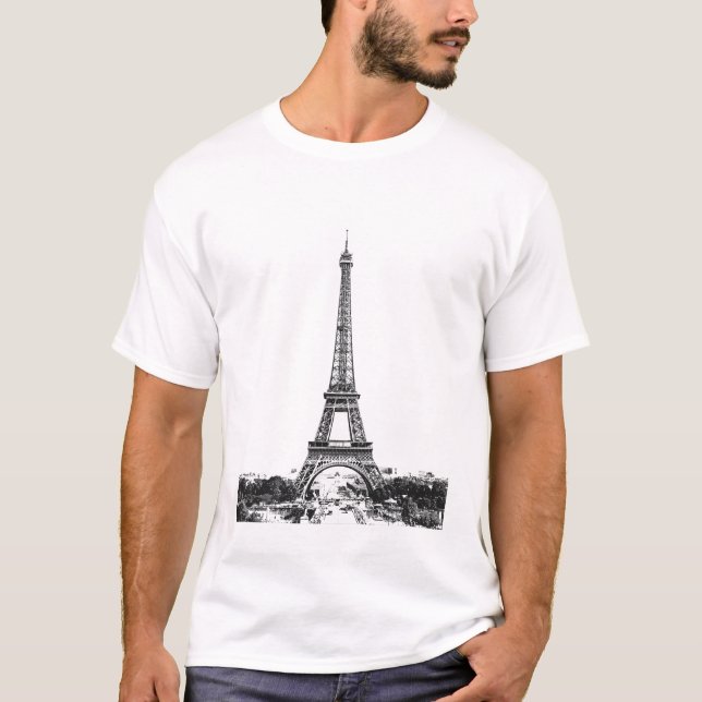 Eiffel torn svartvitt t shirt (Framsida)
