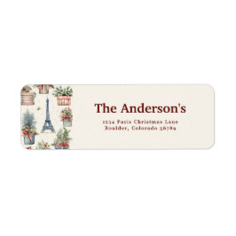 Eiffel Torn, Topiaries, Paris-julen Adress Returadress Etikett