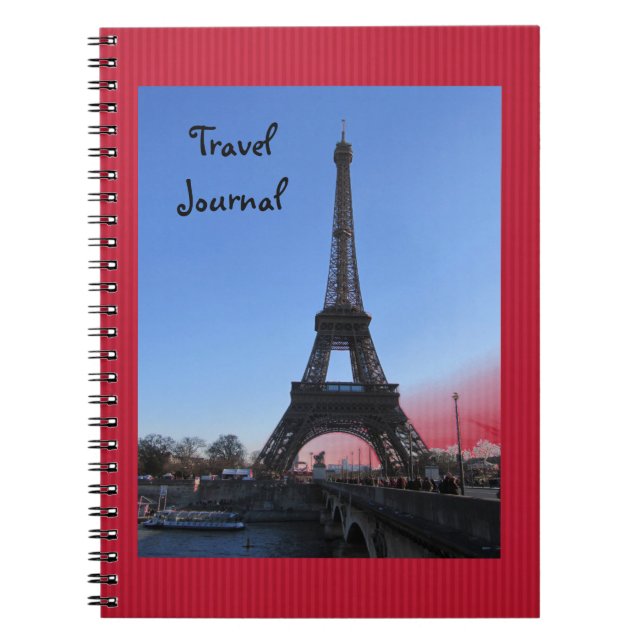Eiffel Torn Travel Journal Anteckningsbok Med Spiral (Framsidan)