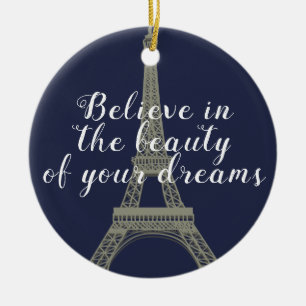 Eiffel Torn Tro Quote Personlig Julgransprydnad Keramik