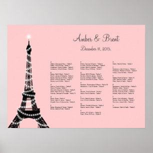 Eiffel Torn Twinkles Sittplatsdiagram rosa Poster