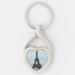 Eiffel torn twisted heart silverfärgad nyckelring