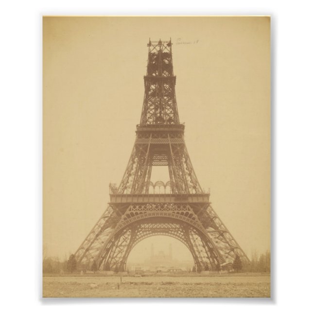 Eiffel Torn under uppbyggnad 1888 Fototryck (Framsidan)
