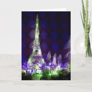 Eiffel torn vid natten (kortet) kort