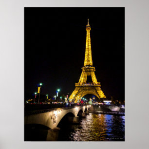 Eiffel torn vid natten över i Paris, Poster