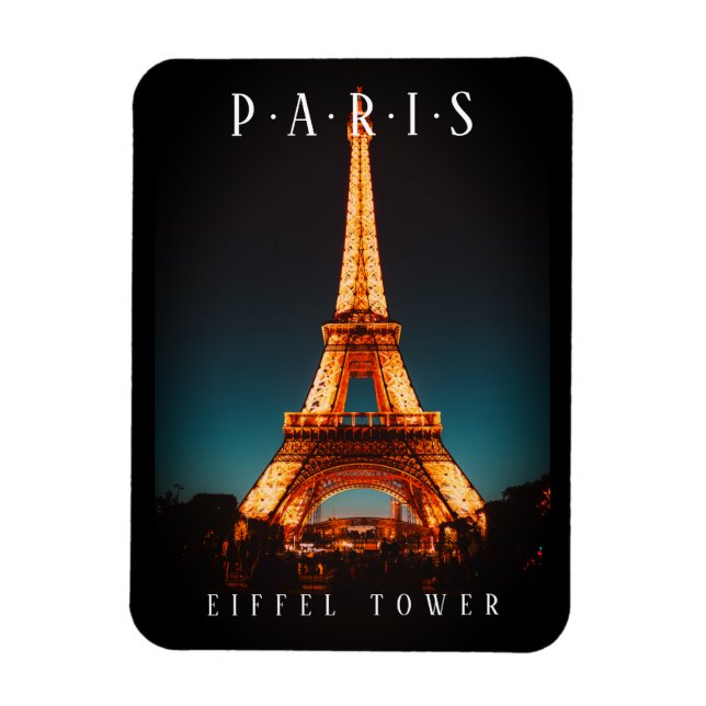 Eiffel Torn vid natten, Paris, Black Magnet (Vertikal)