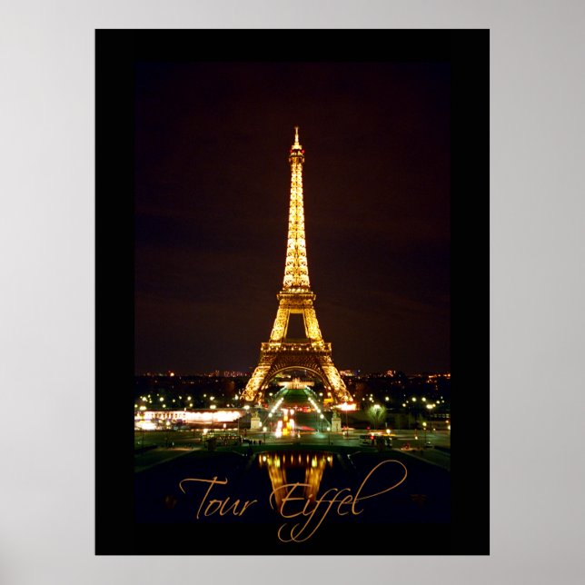 Eiffel Torn vid NattPoster Poster (Framsidan)