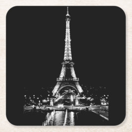 Eiffel Torn vid nattsvart och vit underlägg Papper Kvadrat