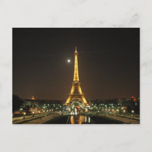 Eiffel Torn vid nattvykort Vykort