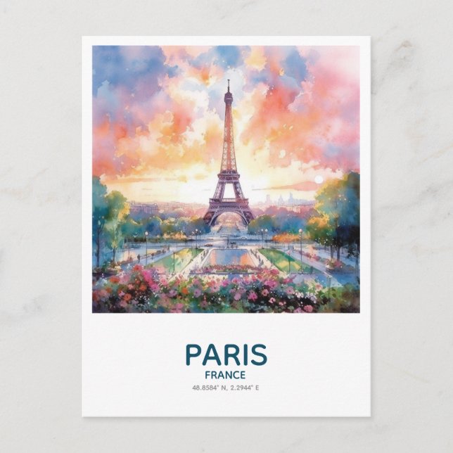 Eiffel Torn vid solnedgången - Spara datum Vykort (Framsida)