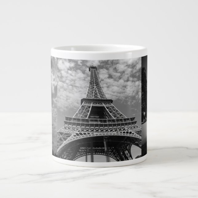 Eiffel Torn Views in Black and White Jumbo Mugg (Framsidan)