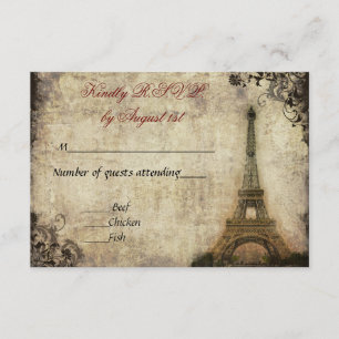 Eiffel Torn Vintage bröllop R.S.V.P. OSA Kort