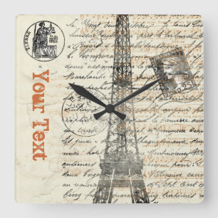Eiffel Torn Vintage Fransk Clock Fyrkantig Klocka