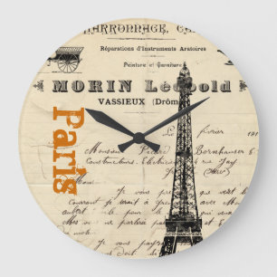 Eiffel Torn Vintage Fransk Clock Stor Klocka