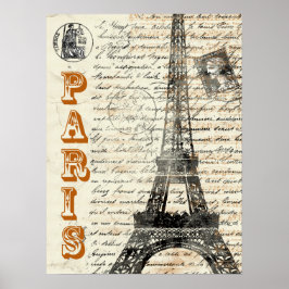 Eiffel Torn Vintage Fransk Poster