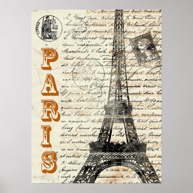 Eiffel Torn Vintage Fransk Poster (Framsidan)