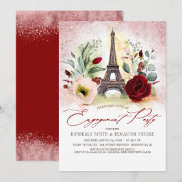 Eiffel Torn Vintage Paris Förlovningsfest Inbjudningar