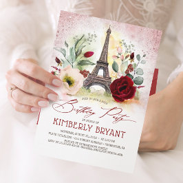 Eiffel Torn Vintage Paris Ro Guld födelsedag Inbjudningar