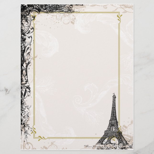Eiffel Torn vintage stil Letterhead (Framsida)