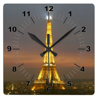 Eiffel Torn Wall Clock Fyrkantig Klocka