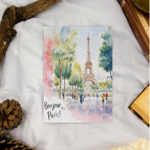 Eiffel Torn Watercolor Dreamscape Vykort