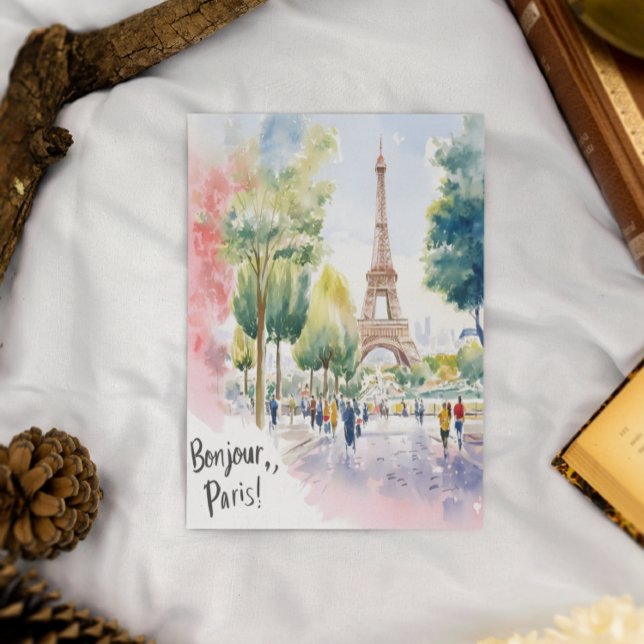 Eiffel Torn Watercolor Dreamscape Vykort (Skapare uppladdad)