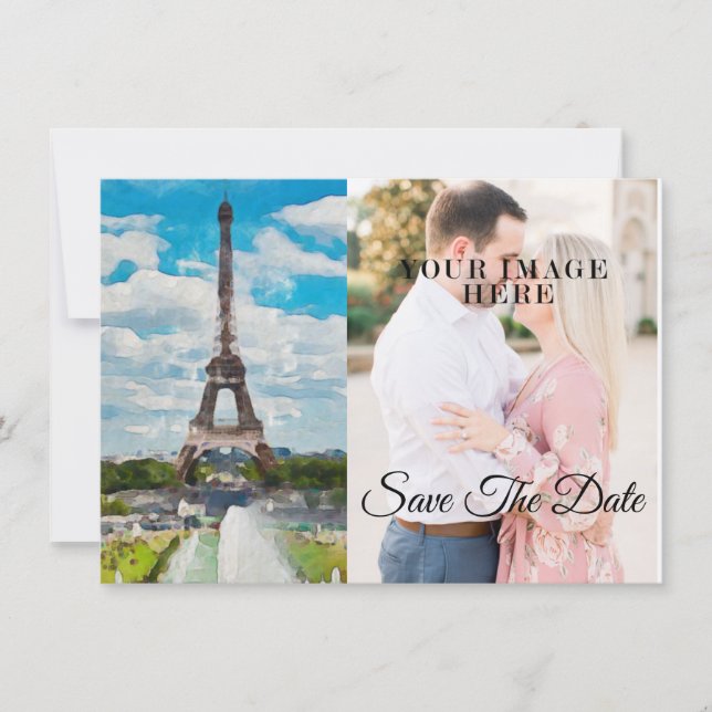 Eiffel Torn Watercolor Fullt Pic Spara datum2 Spara Datumet (Framsida)