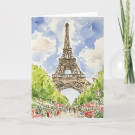 Eiffel Torn Watercolor Stationery Kort
