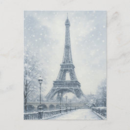 Eiffel Torn Winter Scene Paris Helg Vykort
