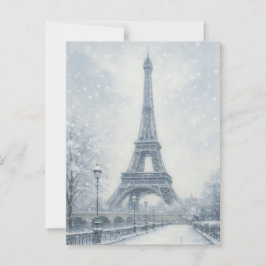 Eiffel Torn Winter Scene Paris Vykort