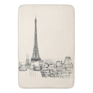 Eiffel tornParis Cityscape skissar badmattan Badrumsmatta