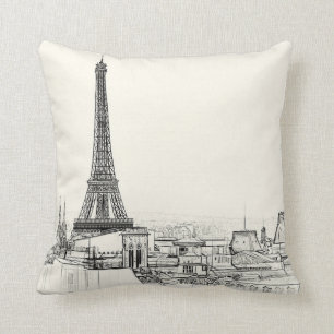Eiffel tornParis Cityscape skissar dekorativ kudde