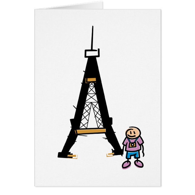 Eiffel torntecknad hälsningskort (Framsidan)