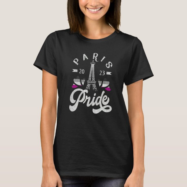Eiffel Tower Asexual Pride Flag Paris Pride 2023 T Shirt (Framsida)
