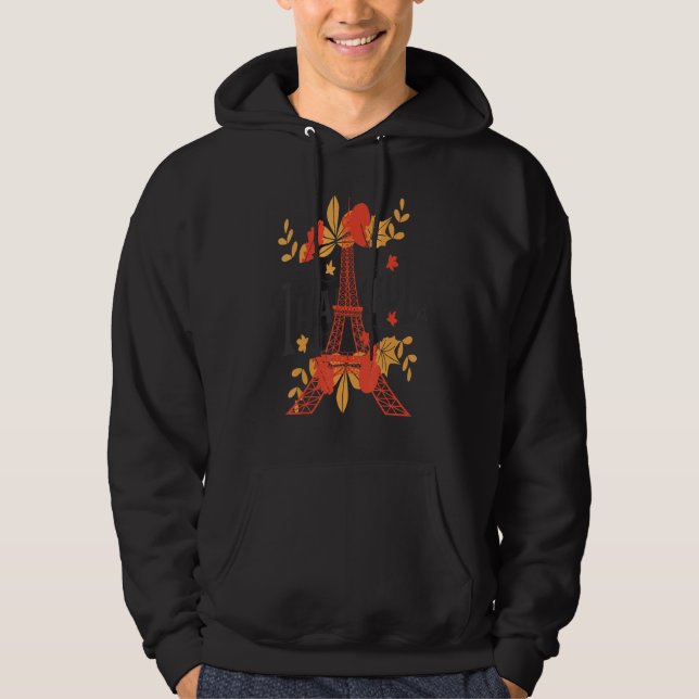 Eiffel Tower Autumn Leaves Paris Souvenir Fall in  Hoodie (Framsida)