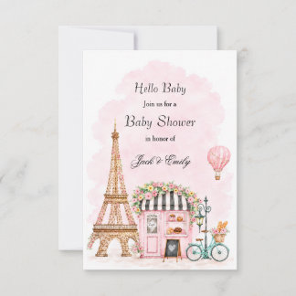 Eiffel Tower Baby Shower Card Inbjudningar