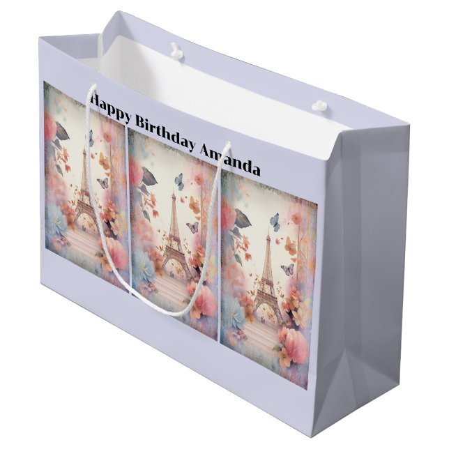 Eiffel Tower Butterflies and Flowers Birthday (Framsidan Vinklad)