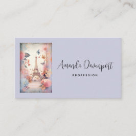 Eiffel Tower Butterflies and Flowers Business Card Visitkort
