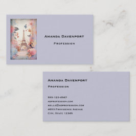 Eiffel Tower Butterflies and Flowers Visitkort